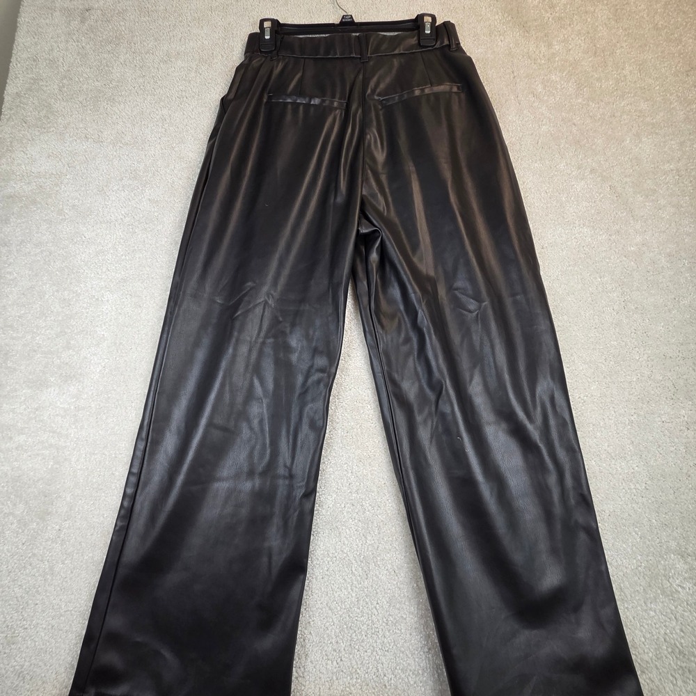 Abercrombie Fitch Curve Love‎ Vegan Leather Wide Leg Pants M Short Black - Picture 2 of 10